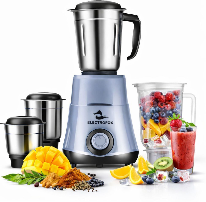 Electrofox HydroGrind 750W With Heavy Duty Motor BIS Approved 750 W Juicer Mixer Grinder(HydroGrind 4 Jar | 4 Jars | Grey, Black)