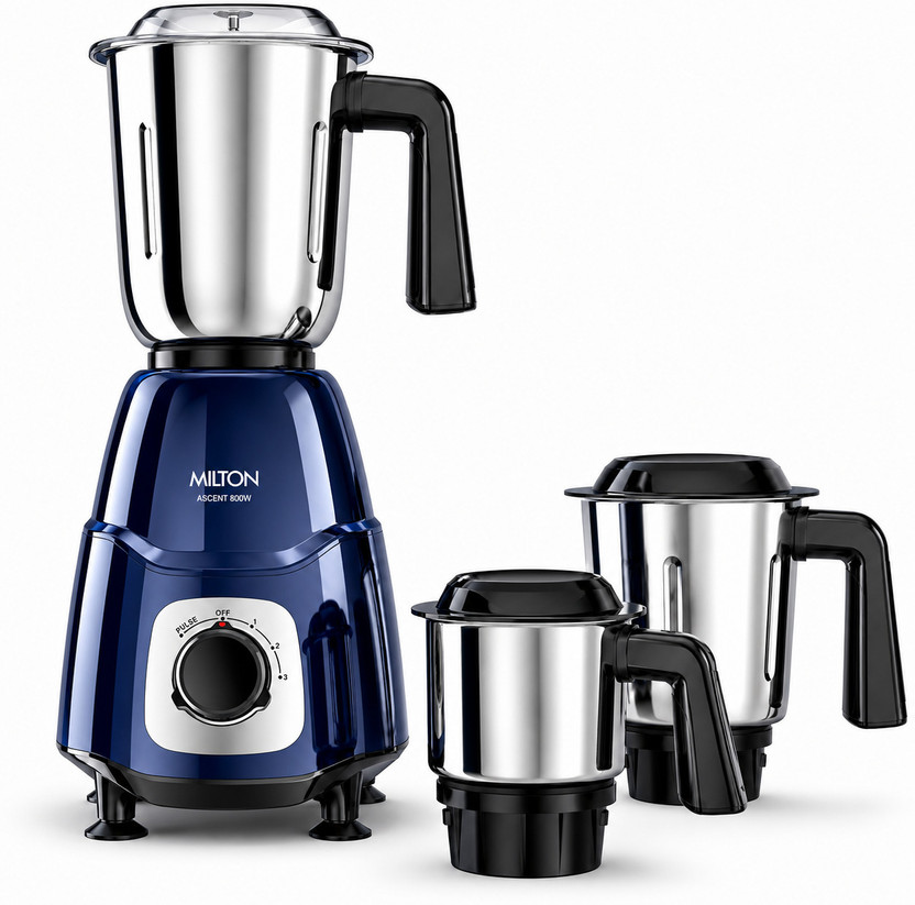 MILTON MILTON Ascent 800 W Juicer Mixer Grinder(CELGMIX004BLUE0001 | 3 Jars | Blue) - Flipkart Deal