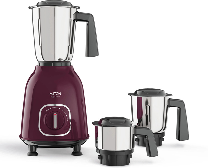 MILTON MILTON Neom 550 W Juicer Mixer Grinder(CELGMIX003PRPL0001 | 3 Jars | Multicolor) - Flipkart Deal
