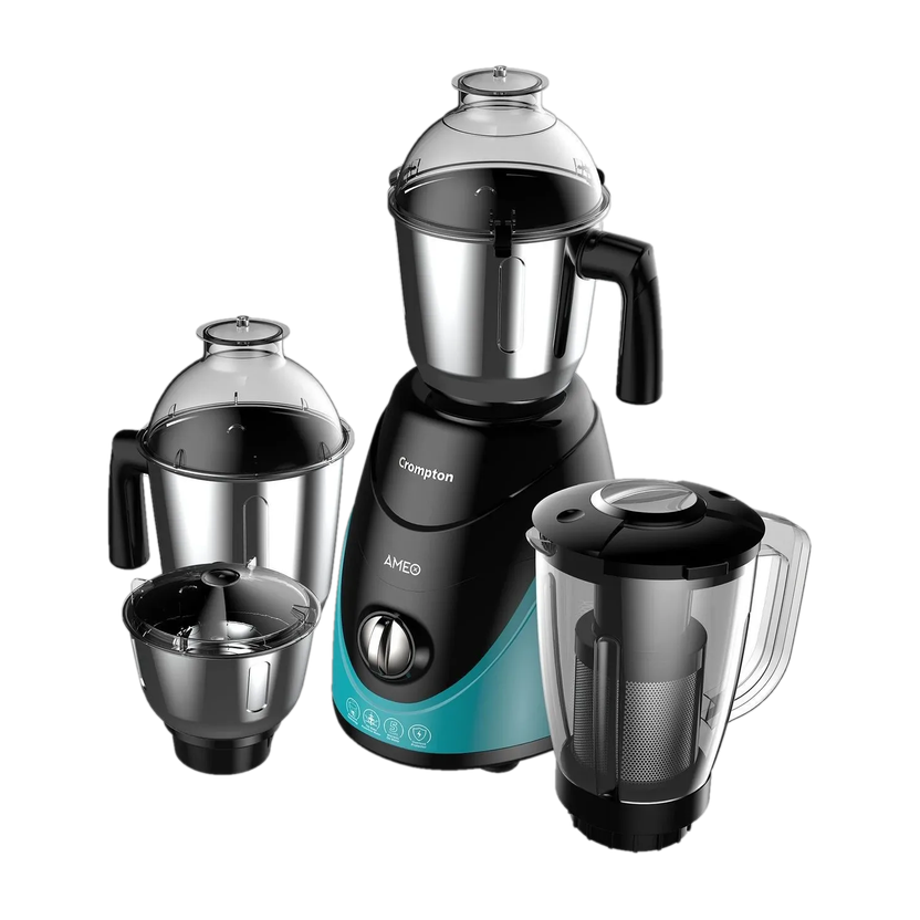 Crompton Ameo 750 W Mixer Grinder(ACGM-AMEO-4 JARS | 4 Jars | Black, Blue)