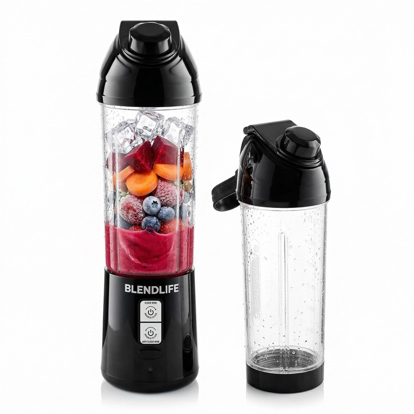 BlendLife Portable Blender, 700ml, Patented Pulse Mode & Reverse Blend, Made in Bharat 240 W Juicer Mixer Grinder(BLAZE | 1 Jar | Black)