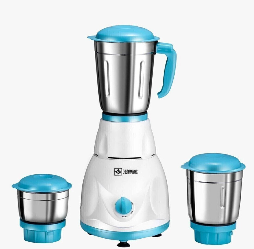 Havok Neo 3 Jar 750 W Juicer Mixer Grinder(Heavy & Powerful 740 Watt | 3 Jars | White, Blue)