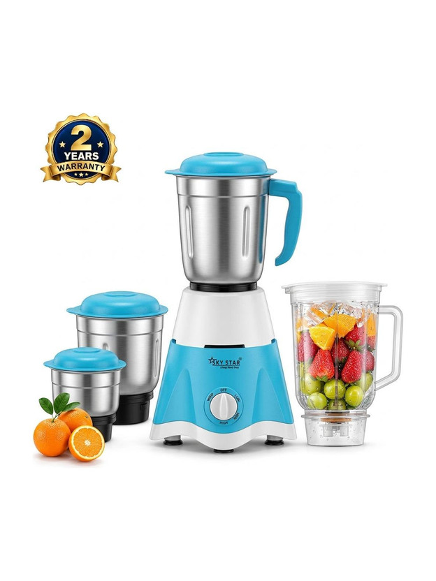 Skystar Supreme Elegant 750 W Juicer Mixer Grinder(Supreme Elegant | 4 Jars | White Blue)