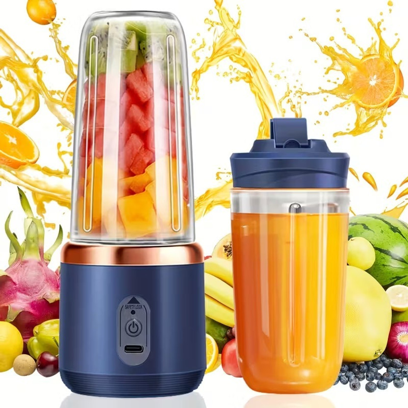 Owme Portable USB Rechargeable Juicer Blender Mini Smoothie Maker Bottle 105 W Juicer Mixer Grinder(Portable Handheld Juicer | 1 Jar | Blue)