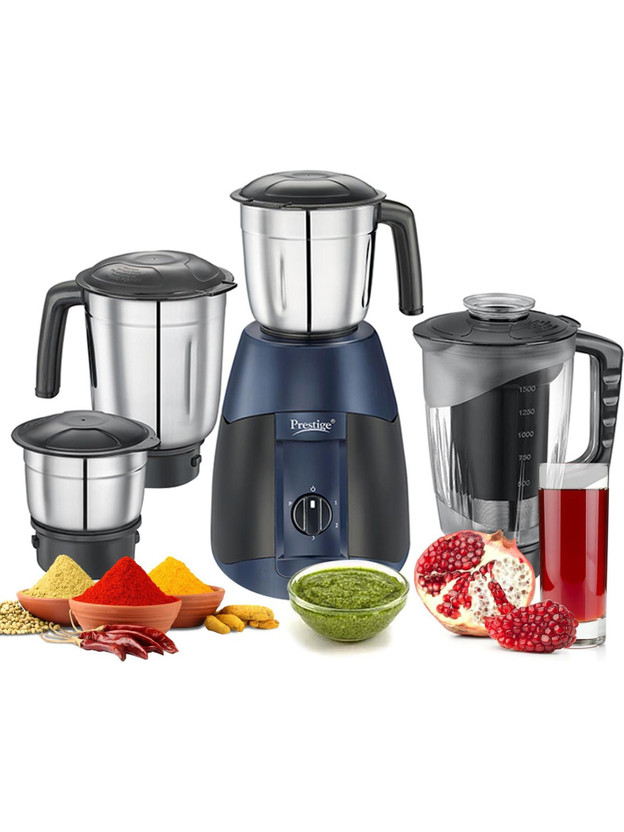 Prestige Supreme 750 W Juicer Mixer Grinder(Atlas supreme | 4 Jars | Black, Blue)