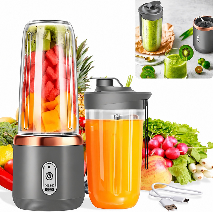 SUPERSTUD Blender Juicer Mixer Rechargeable Portable Smoothie Blender 50 W Mixer Blender(BLENDXJET | 2 Jars | Grey)