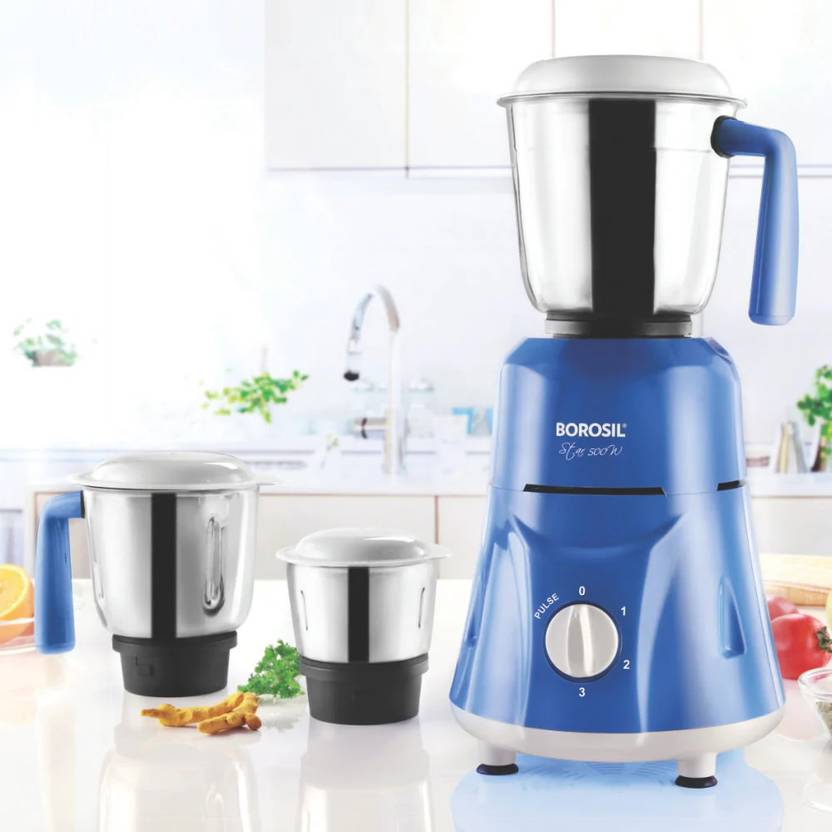 BOROSIL Mixer Grinder BLUE 500W BLUE MIXER GRINDER 500 Juicer Mixer