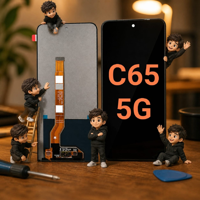 Rose Berry IPS LCD Mobile Display for real me c65 5g real me c65 5g(With Touch Screen Digitizer, Black)