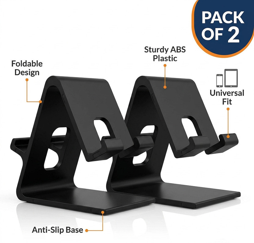 Kynora Mobile Phone Stand , Universal for Smartphones & Tablets (Pack of 2, Black) Mobile Holder