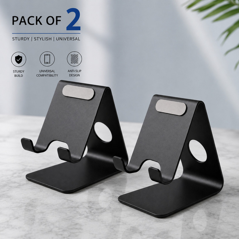 LifeLily Aluminum Mobile Phone Stand for Table, Adjustable Desk Holder Pack of 2 Mobile Holder