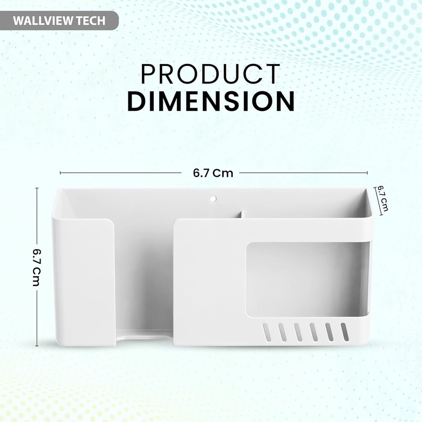 ved online mart 2 Compartments plastic Multi-Purpose Mobile Stand For Wall Remote Holder&Charging Phone Stand,(White)