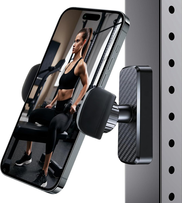 FKU Magnetic Phone Holder for Gym, 360° Adjustable Gym Phone Mount Mobile Holder