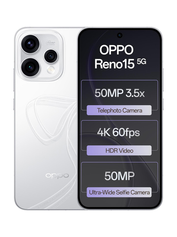 OPPO Reno15 5G (Glacier White, 256 GB)(12 GB RAM)