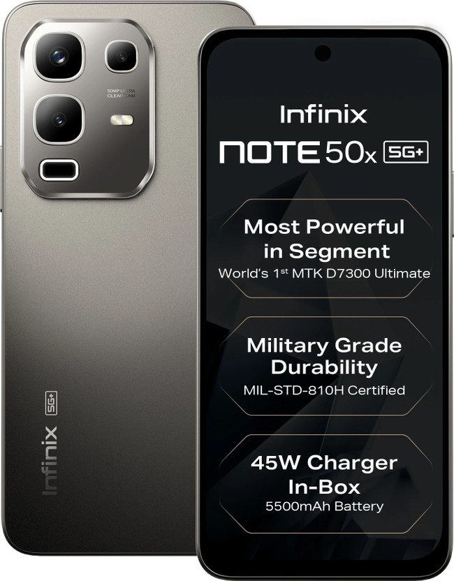 Infinix Note 50x 5G+ 45W Charger In the Box & AI (Titanium Grey, 128 GB)(8 GB RAM)