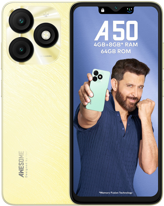 itel A50 (Shimmer Gold, 64 GB)(4 GB RAM)