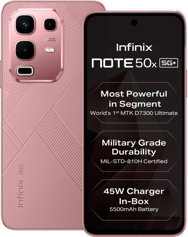 Infinix Note 50x 5G+ 45W Charger In the Box & AI (Sunset Spice Pink, 128 GB)(8 GB RAM)