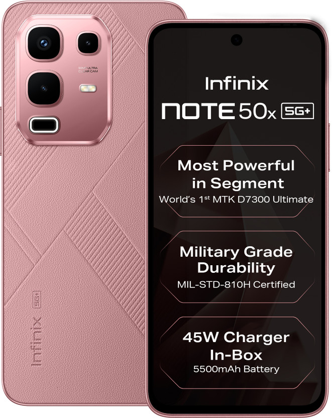 Infinix Note 50x 5G+ 45W Charger In the Box & AI (Sunset Spice Pink, 128 GB)(6 GB RAM)