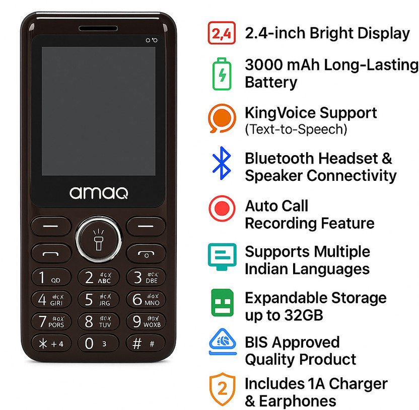 amaq Q19 Dual Super Slim 3D Bluetooth Speaker Portable, Long Battery Life(Brown)