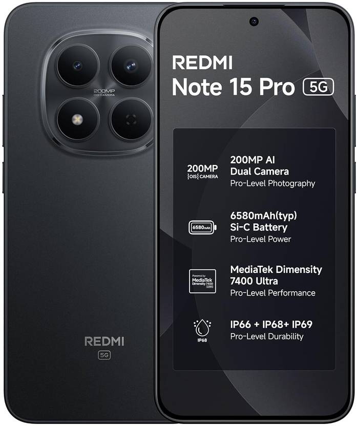 REDMI Note 15 Pro 5G (Carbon Black, 256 GB) 8 GB RAM