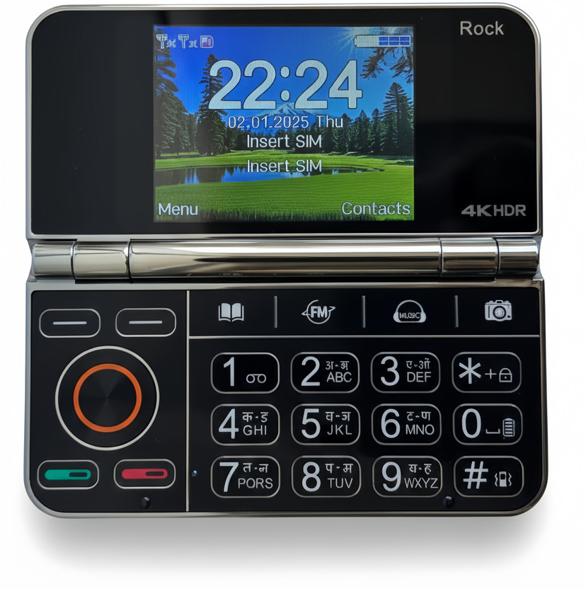 Snexan Rock fold mini 4k dual screen keypad Mobile(White)