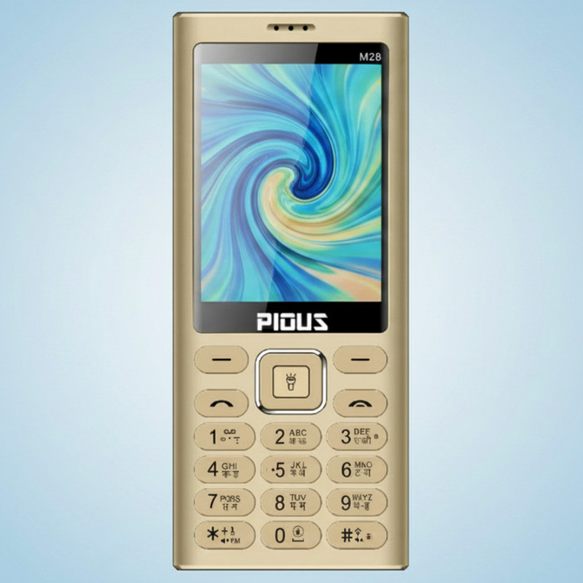 Pious M28 Long Battery Phone with Dual SIM, Wireless FM, 2.8 Inch Screen(GOLDEN)