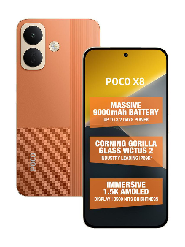 POCO X8 5G (Fiery Orange, 256 GB)(8 GB RAM)