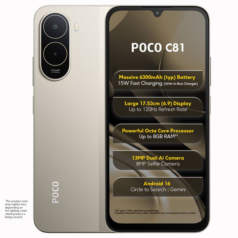 POCO C81 (Sunset Gold, 64 GB) (4 GB RAM)