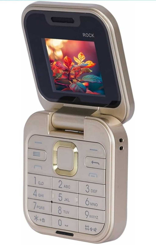 ROCK TOUCH New Rock X Flip Dual Sim Keypad Mobile with 1.8"Display Flip/Fold Call & SMS(Gold)