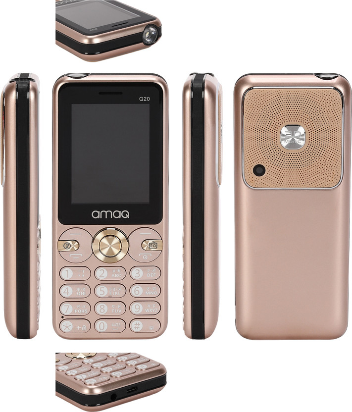 amaq Q20 Dual SIM, 3D Boom Speaker, Long Lasting Battery, Torch mobile(Gold, Black)