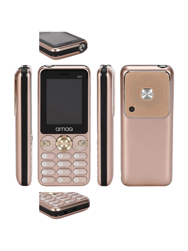 amaq Q20 Dual SIM, 3D Boom Speaker, Long Lasting Battery, Torch mobile(Gold, Black)