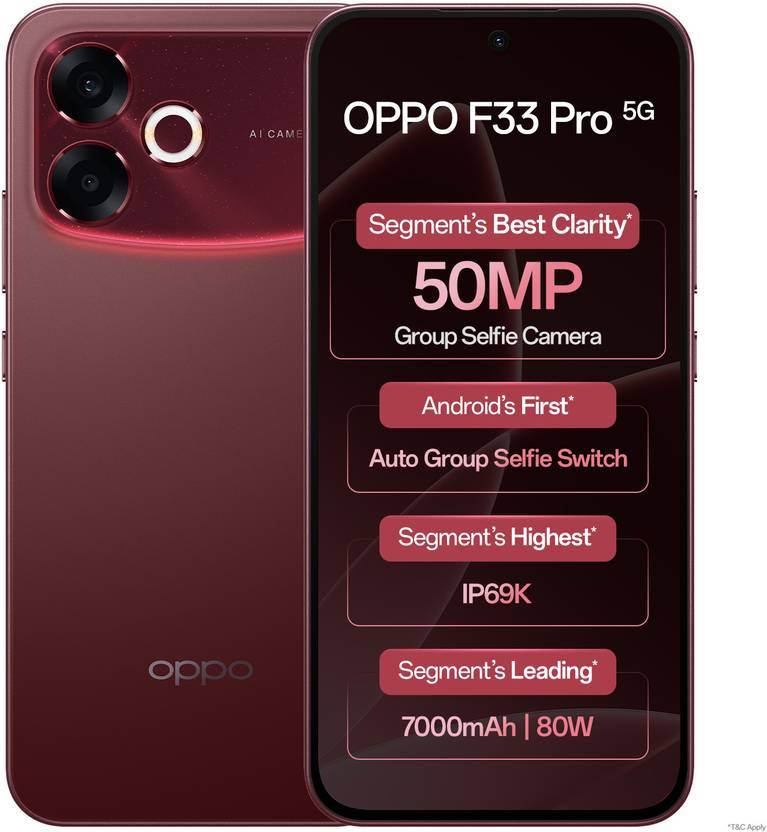 Oppo F33 Pro 5g (passion Red, 128 Gb, 7000 Mah)