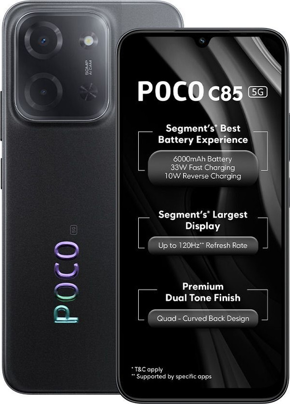 POCO C85 5G Charger in the Box (Power Black, 128 GB)(6 GB RAM)