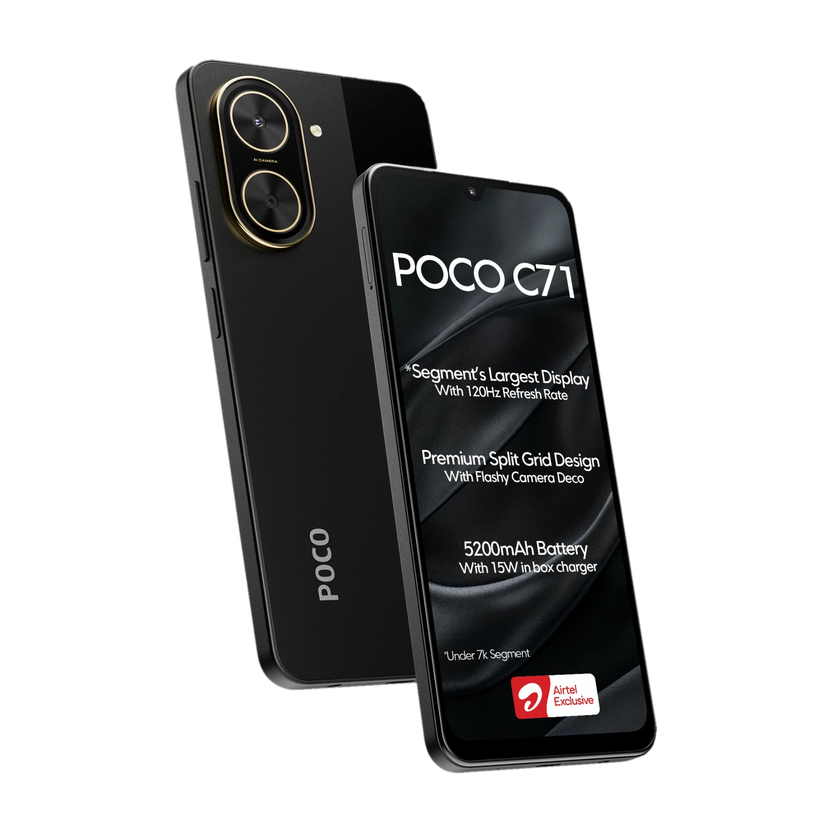 POCO C71  - Locked with Airtel Prepaid (Power Black, 64 GB)(4 GB RAM)