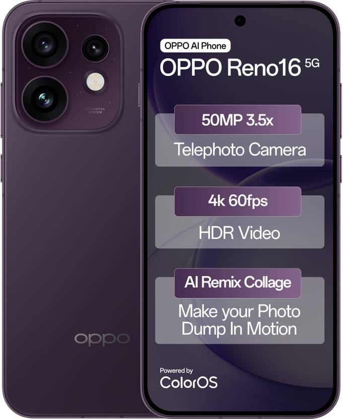 Oppo Reno16 5g (twilight Violet, 256 Gb, 6700 Mah)