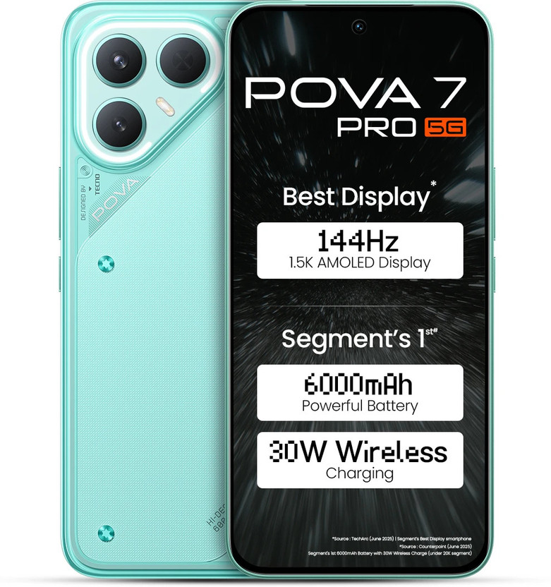 Tecno Pova 7 Pro 5G (Neon Cyan, 256 GB)(8 GB RAM)