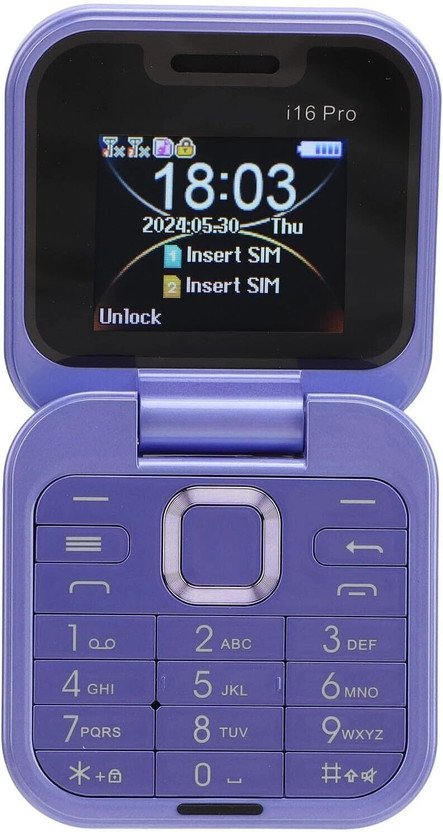 Fuziqra Rock X Flip Dual Sim Keypad Mobile with 1.8"Display Flip/Fold Call & SMS(Purple)