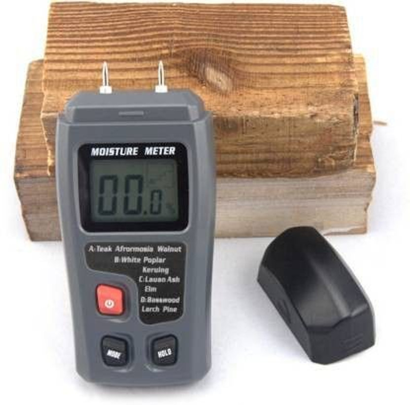 Real Instruments 0-99% Four Pins Digital Wood Moisture Meter Humidity Tester Timber Damp Detector EMT01 Pin-Type Digital Moisture Measurer(10 mm)