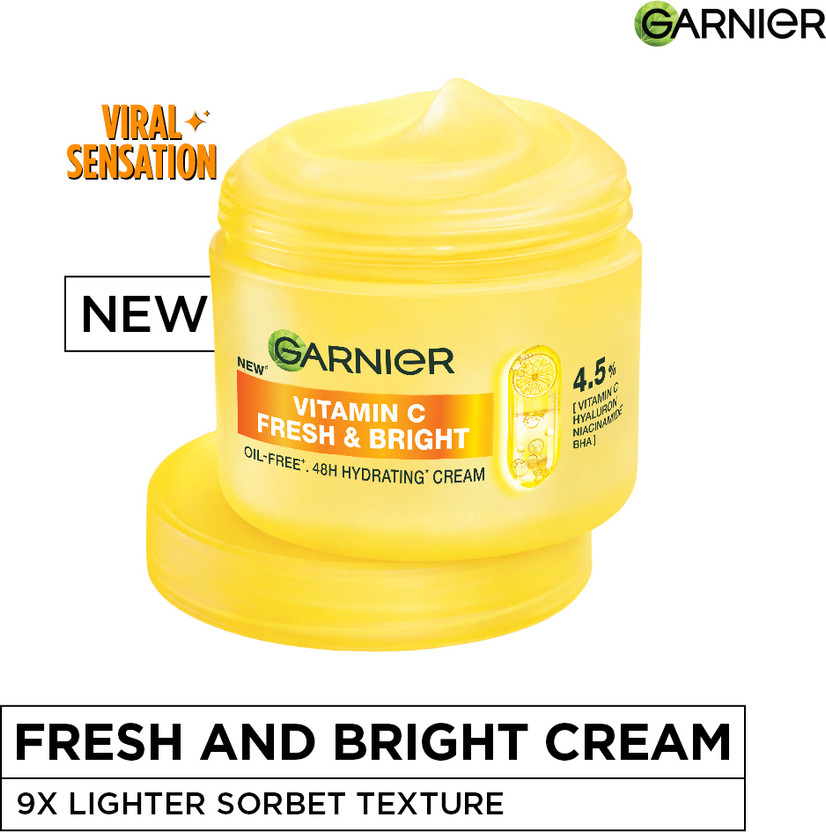 GARNIER GARNIER Fresh & Bright Vitamin C Moisturizer Cream For Hydrated & Bright Skin(90 ml) - Flipkart Deal
