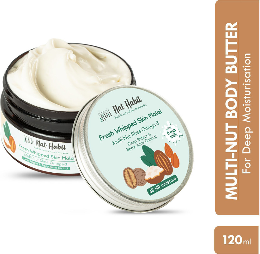 Nat Habit Shea Butter Omega 3 Moisturizer Body Cream, Anti-Aging & Collagen Boost(120 ml)