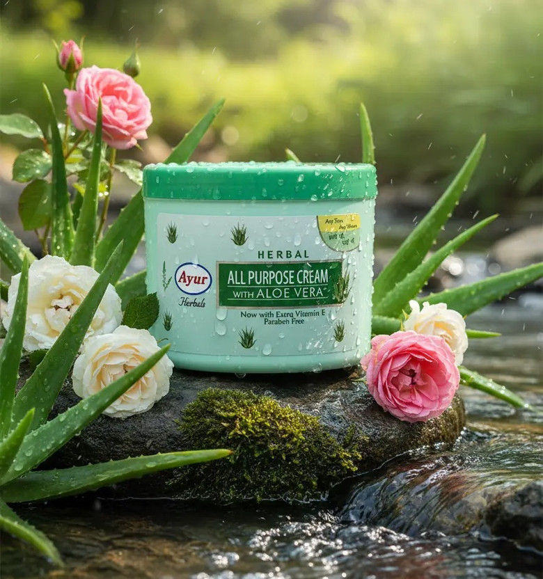 AYUR HERBALS Herbal All Purpose Cream With Rose Extracts + Aloe Vera + Almond Oil(500 ml)