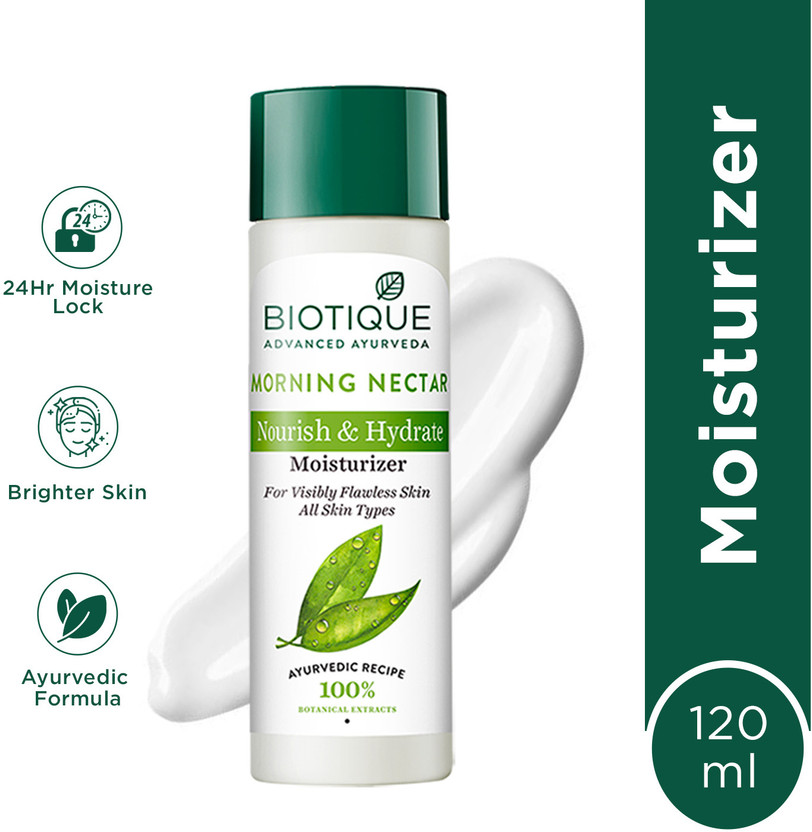 BIOTIQUE Morning Nectar Flawless Skin Moisturizer | 24H Deep Moisture | All Skin Types(120 ml)