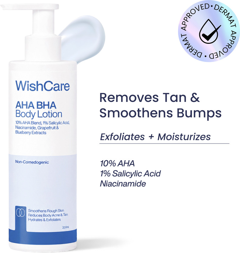 WishCare AHA BHA Body Lotion For Men & Women | Smooths Rough & Bumpy Skin(200 ml)