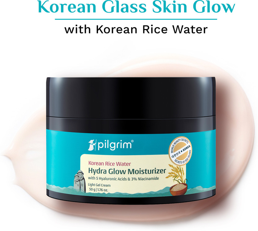 Pilgrim Korean Rice Water Hydra Glow Moisturizer|Light Gel & Instant Glass Skin Glow(50 g)