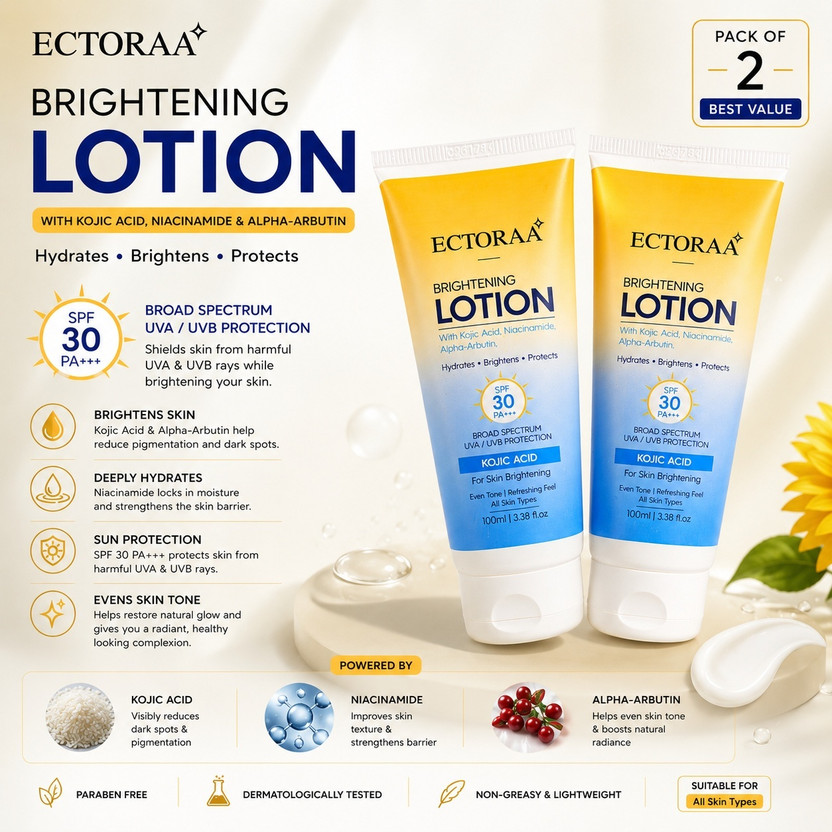 ECTORAA Brightening Lotion, SPF 30PA+++, UVA/UVB Protection, All Skin Types(200 ml)
