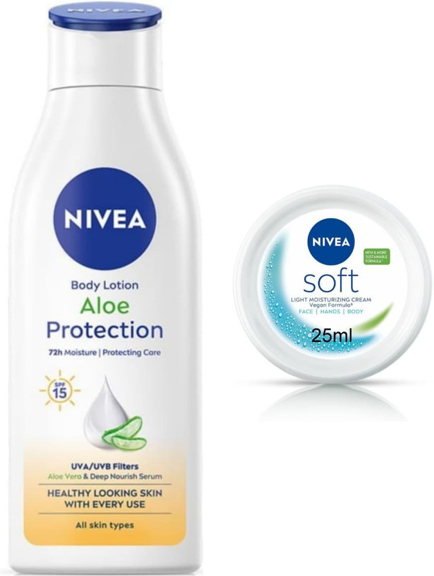 NIVEA NIVEA Aloe Protection 200ml & Soft Cream 25ml set of 2(225 ml) - Flipkart Deal