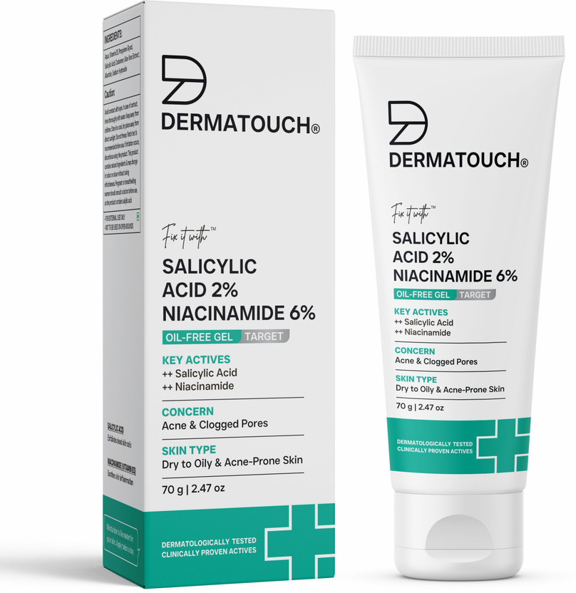 Dermatouch Salicylic Acid 2% Niacinamide 6% Anti-Acne Oil-Free Gel For Acne, Oil Balancing(70 g)