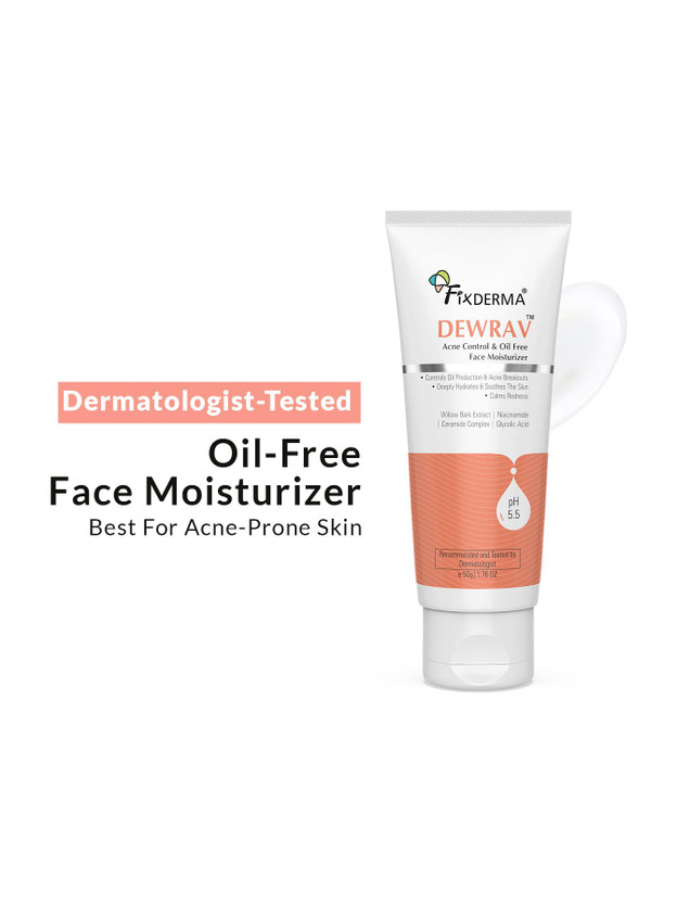 Fixderma Fixderma Dewrav Acne Control & Oil Free Face Moisturizer with Niacinamide & Glycolic Acid(50 g) - Flipkart Deal