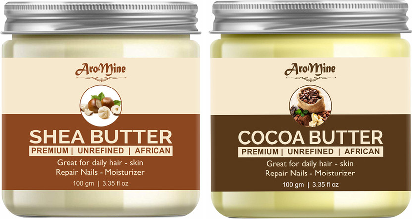 AroMine Organic Raw Shea Butter & Cocoa Butter For Stretch Marks From Ghana For Body(200 g)