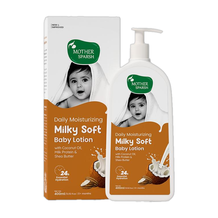 Mother Sparsh Milky Soft Baby Lotion with Milk Protein, Coconut Oil & Shea Butter(400 ml)