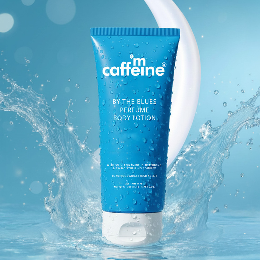 mCaffeine By the Blues Brightening Perfume Body Lotion | 5% Niacinamide | Aquatic Scent(200 ml)